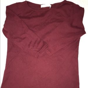ZARA THREE QUARTER SLEEVE BURGUNDY TOP